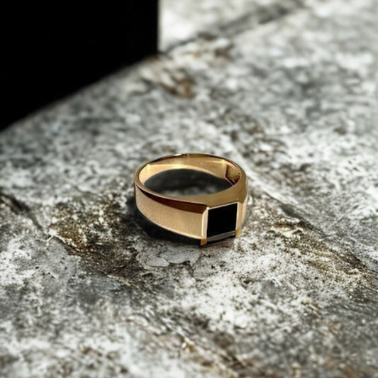 Black Onyx Gold Plated Ring
